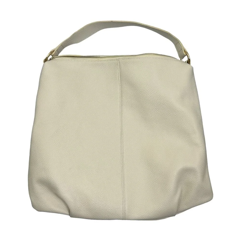 LAGGO‎ Handbag Womens Large Cream Pebbled Leather Studded Hobo Crossbody Bag